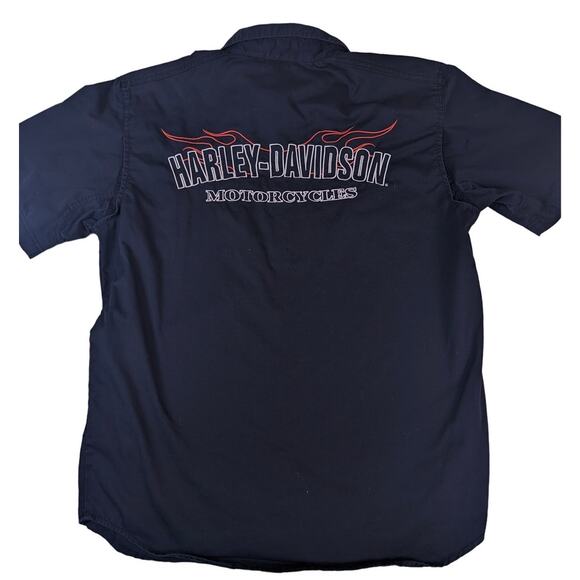 Harley Davidson Motorcycles Button Up Shirt Short Sleeve Biker Men's Logo Large - Picture 2 of 5